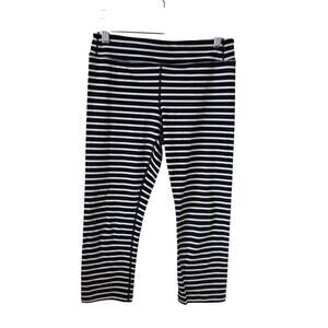 Athleta Girl Striped Capri Leggings Youth Girls Size Large 12 Black White